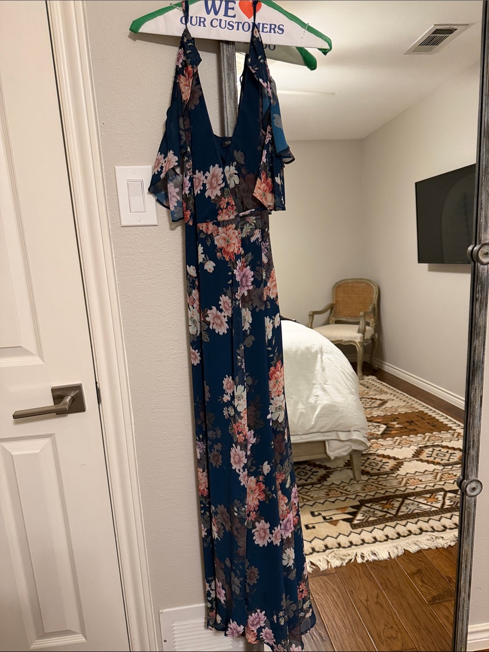 Yumi Kim Navy Floral Cold-Shoulder Maxi Dress